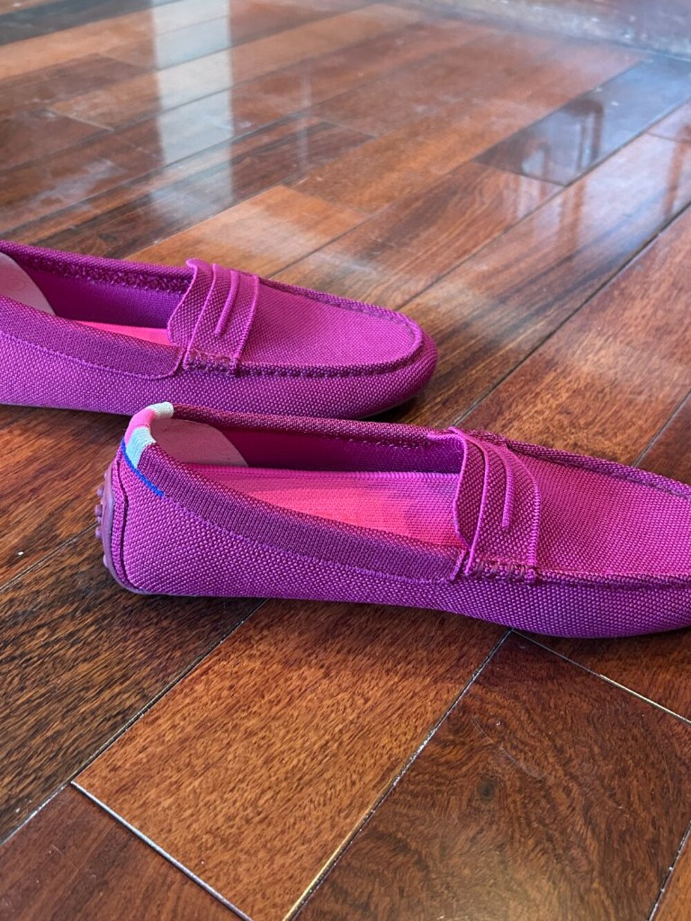 Rothy’s Womens Size 9 Loafers Berry Pink Magenta Knit Penny Driving Flats Shoes - Picture 5 of 6